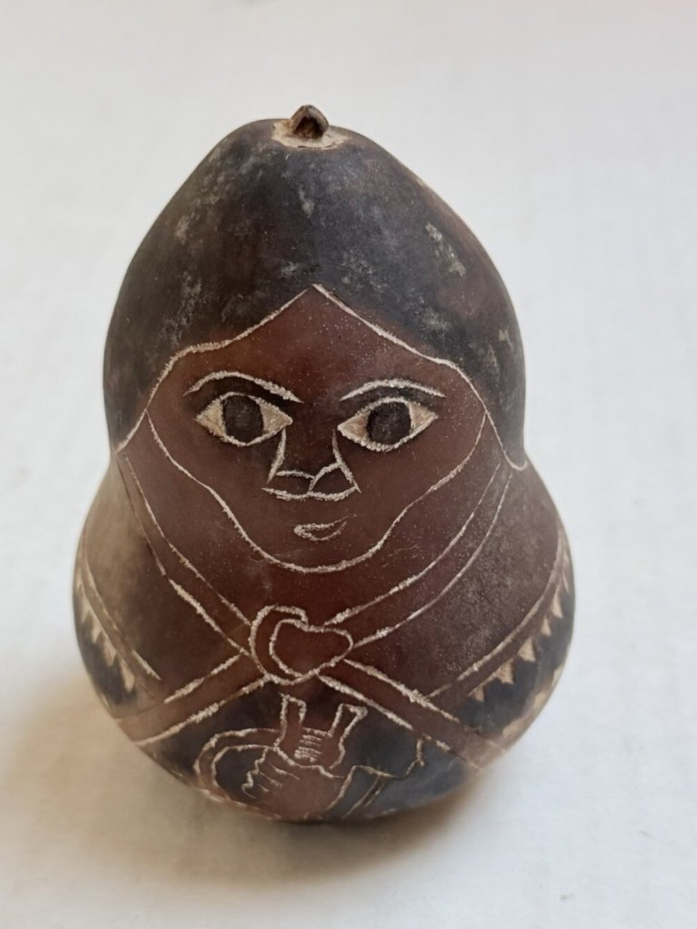 Folk Art Hand‎ Carved Gourd Indigenous Figure Decor Gift